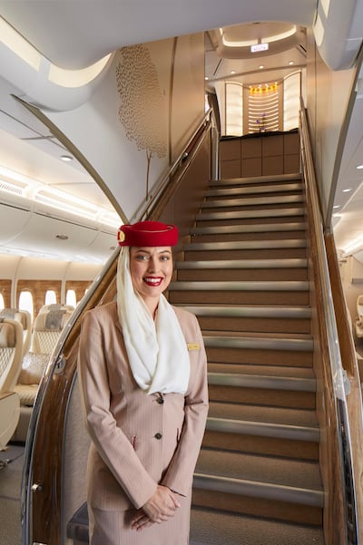 Premium economy class is located towards the front of the lower deck of the A380 meaning travellers have priority when exiting the aircraft. Photo: Emirates
