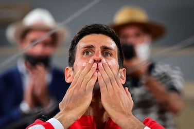 Serbia's Novak Djokovic celebrates after beating Spain's Rafael Nadal in their French Open semi-final. AFP