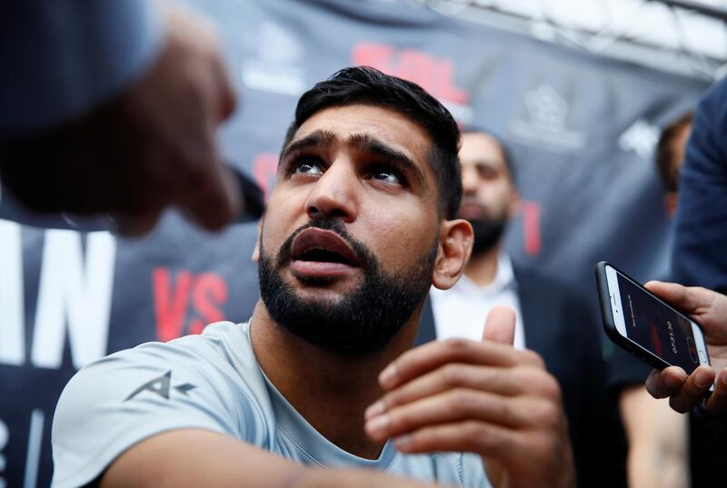 Boxing - Amir Khan Media Work-Out - Total Fitness Bolton, Bolton, Britain - June 19, 2019   Amir Khan talks to the media during the work-out   Action Images via Reuters/Jason Cairnduff