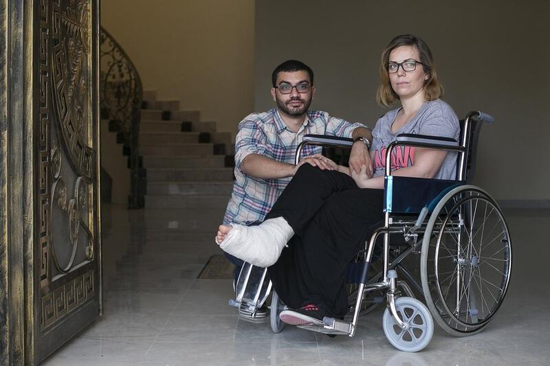 Jessie Kerkhove, right, was seriously injured in the crash and Hamed Al Obiadi was briefly jailed. Mona Al Marzooqi / The National 