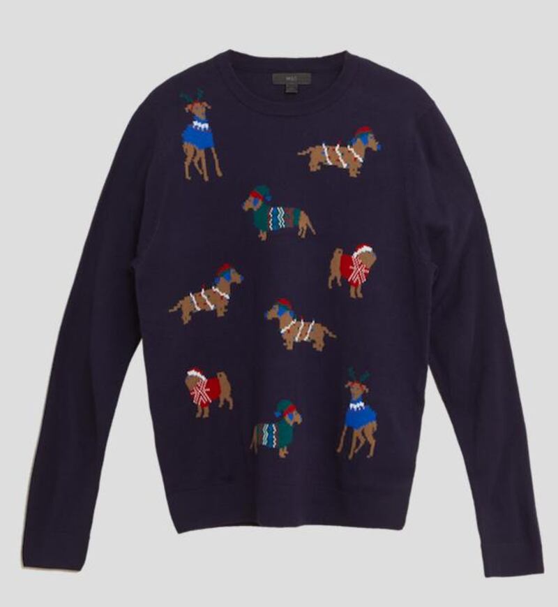 For dog lovers, this men's festive jumper is a nice surprise, Dh140, Marks and Spencer. Courtesy Marks and Spencer.