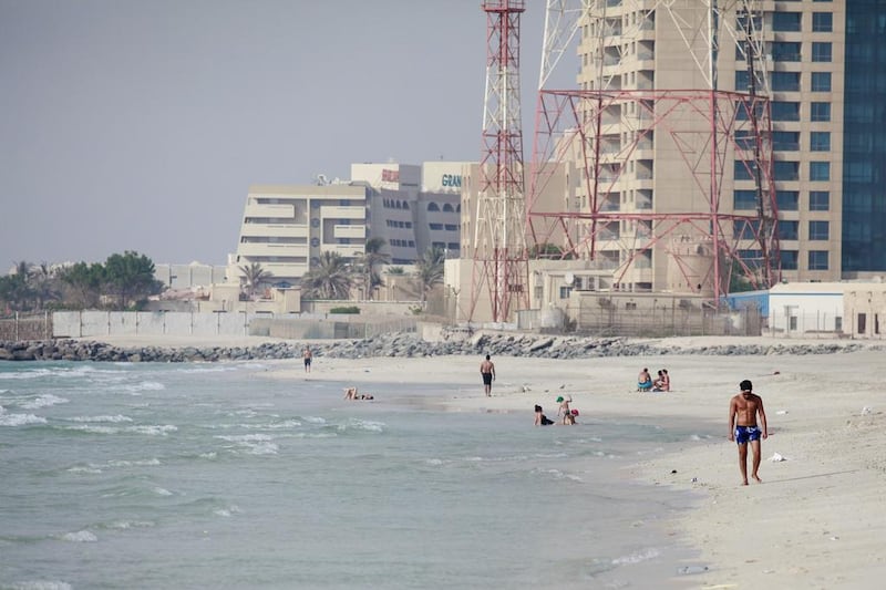 Al Khan beach in Sharjah. The emirate’s police have issued warnings about the dangers when entering the water. Sarah Dea / The National