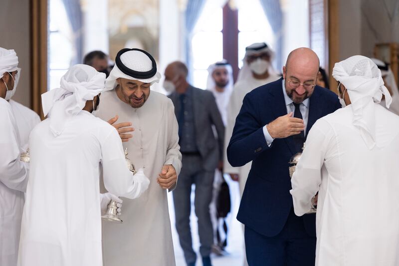 Sheikh Mohamed with Mr Michel.  