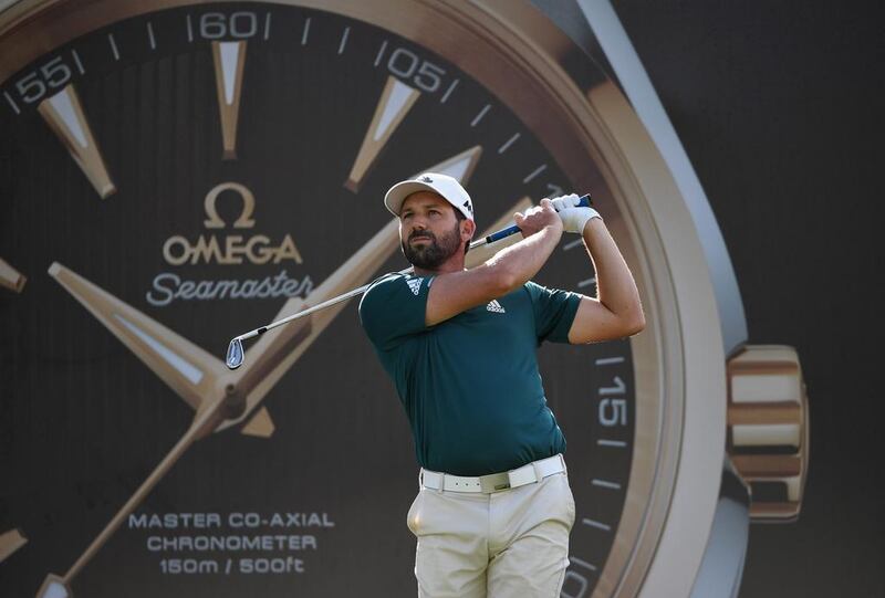 Sergio Garcia on the par-4 seventh tee during the pro-am event. Ross Kinnaird / Getty Images