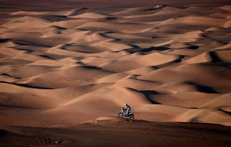 Dutch' rider Paul Spierings rides during the Stage 11 of the Dakar 2020 between Shubaytah and Haradh.   AFP