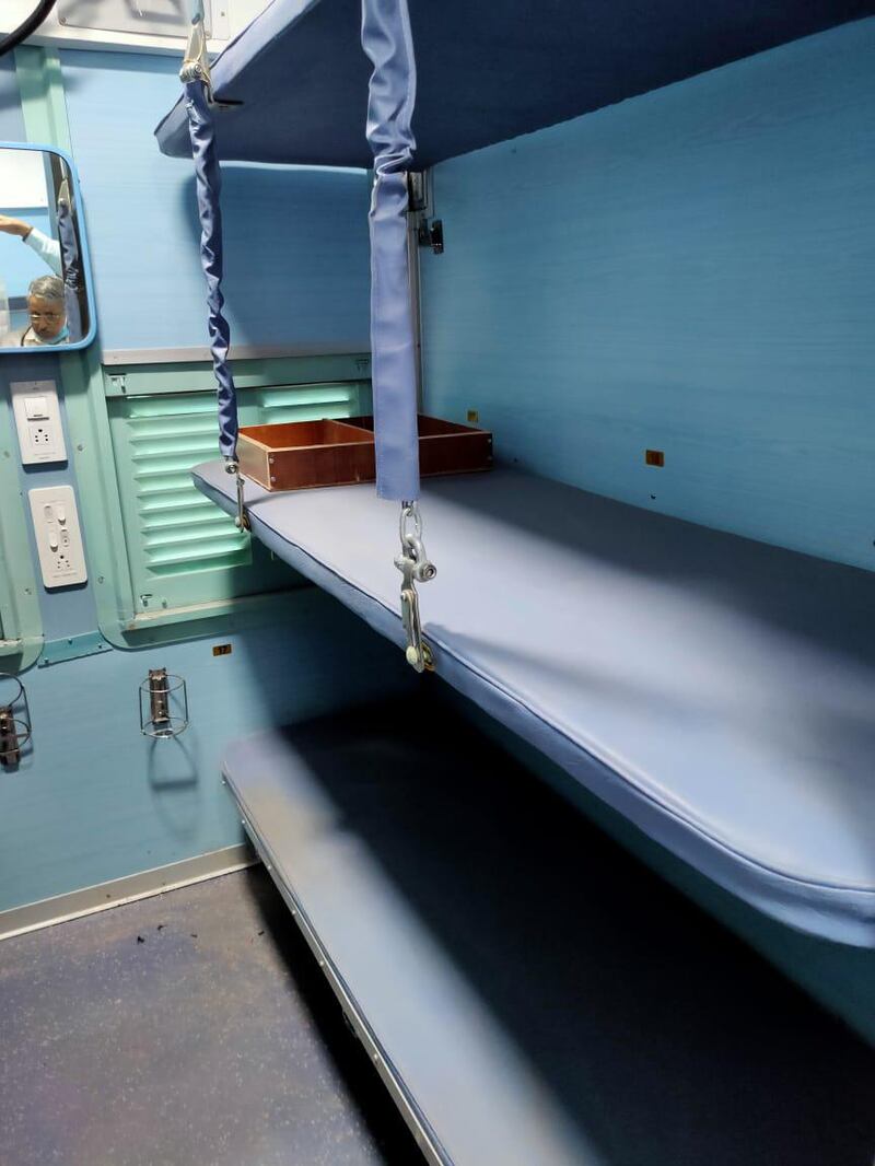 An Indian Railways train carriage converted into a ward for coronavirus patients. courtesy: Indian Railways