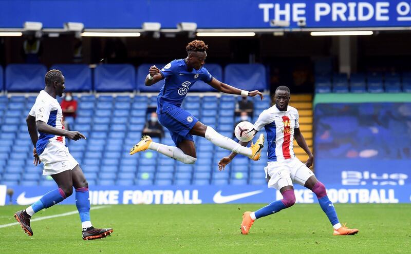 Chelsea attacker Tammy Abraham controls the ball. PA