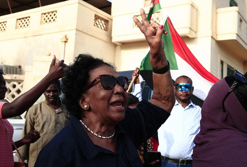 A Sudanese woman takes part in a rally against the oppression of women, in Oumdurman the capital Khartoumís twin city on August 25, 2019. (Photo by Ebrahim HAMID / AFP)