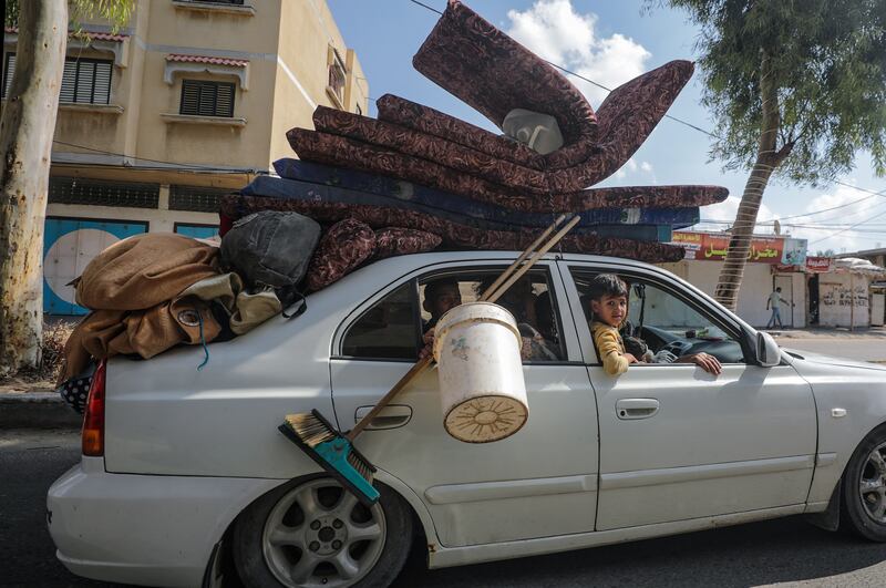 Residents of Gaza City evacuate as Israel continues bombing of the Gaza strip. EPA