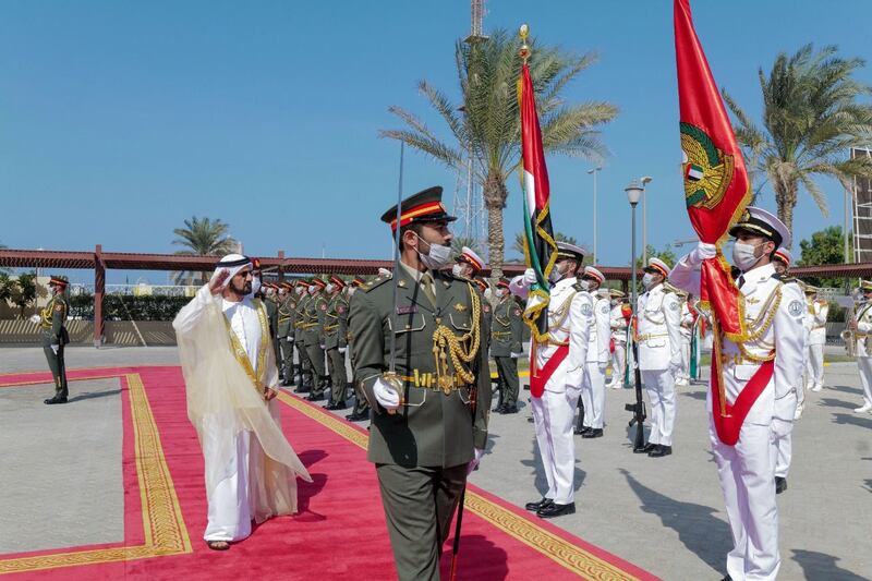 Sheikh Mohammed inspects a ceremonial guard.