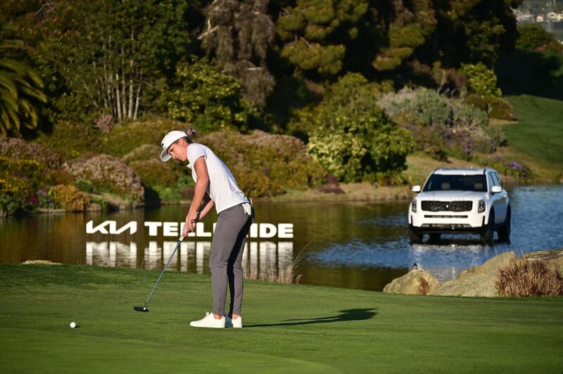 England's Mel Reid on the 18th green during Round 3 of the KIA Classic at the Aviara Golf Club in California, on Saturday, March 27. AFP