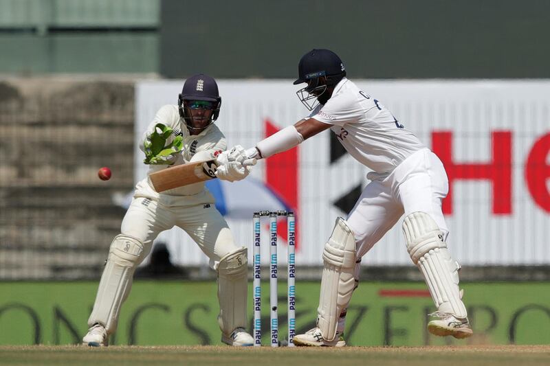 Cheteshwar Pujara of India batting during day three of the first test match between India and England held at the Chidambaram Stadium stadium in Chennai, Tamil Nadu, India on the 7th February 2021

Photo by Saikat Das/ Sportzpics for BCCI