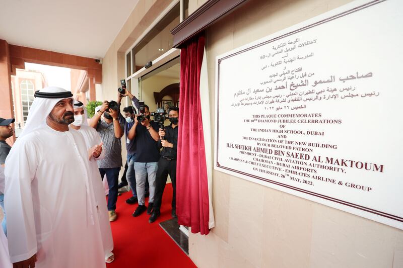 The Indian High School's new building is opened by Sheikh Ahmed bin Saeed, chairman of Emirates Airline, in 2022. The school is the largest in the country. All photos: Chris Whiteoak / The National