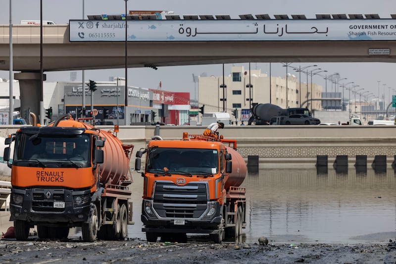 Hundreds of water pumps have been sent to the worst affected areas of Dubai and Sharjah in recent days.
