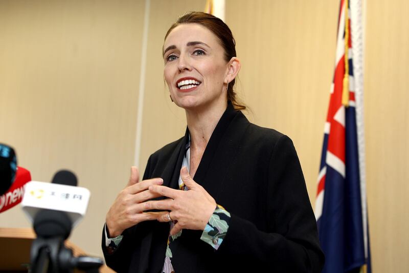 AUCKLAND, NEW ZEALAND - MARCH 12: Prime Minister Jacinda Ardern speaks to the media at a press conference at Auckland Policy Office on March 12, 2021 in Auckland, New Zealand. Ardern has announced that Auckland is to move down alert levels and join the rest of the country at level 1 from midday today. (Photo by Phil Walter/Getty Images)