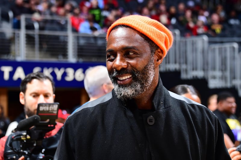ATLANTA, GA - NOVEMBER 23: Actor, Idris Elba attends a game between the Atlanta Hawks and the against the Toronto Raptors on November 23, 2019 at State Farm Arena in Atlanta, Georgia. NOTE TO USER: User expressly acknowledges and agrees that, by downloading and/or using this Photograph, user is consenting to the terms and conditions of the Getty Images License Agreement. Mandatory Copyright Notice: Copyright 2019 NBAE   Scott Cunningham/NBAE via Getty Images/AFP
