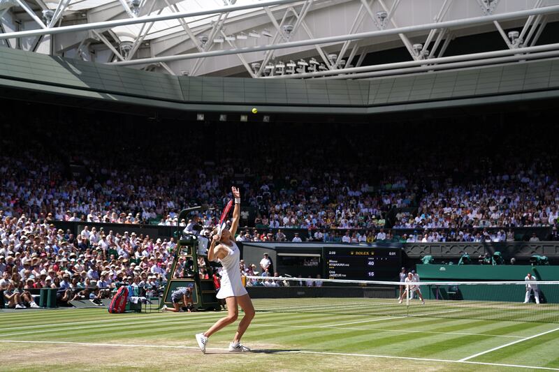 Elena Rybakina serves during the final. PA