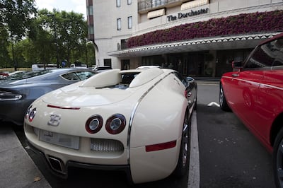 Guests' cars parked outside The Dorchester. Getty Images