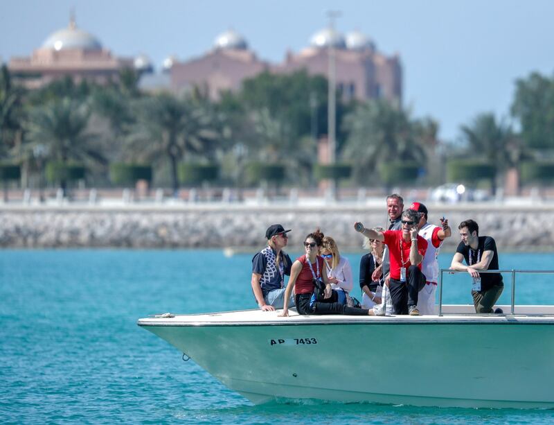 Abu Dhabi, March 20, 2019.  Special Olympics World Games Abu Dhabi 2019.  Sailing Level 1.  Timothy Shriver, Special Olympics Chairman watches the sailing competition.
Victor Besa/The National