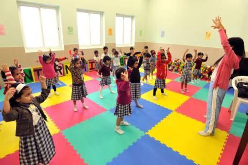 Students attend an aerobic class atThe Indian International School at Dubai Silicon Oasis on Sunday, Jan. 08, 2012 in Dubai, United Arab Emirates. Photo: Charles Crowell for The National