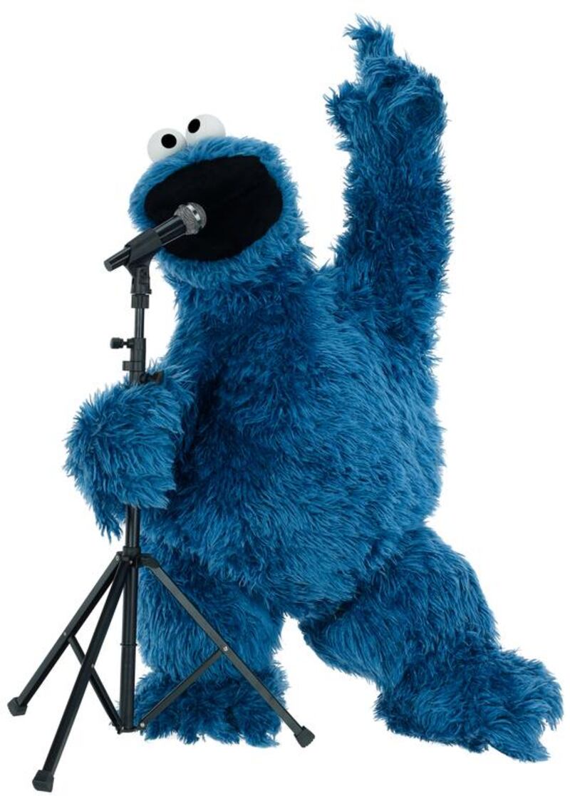 Cookie Monster, singing, full body pose, facing forward. (Photo courtesy-BidayaMedia)