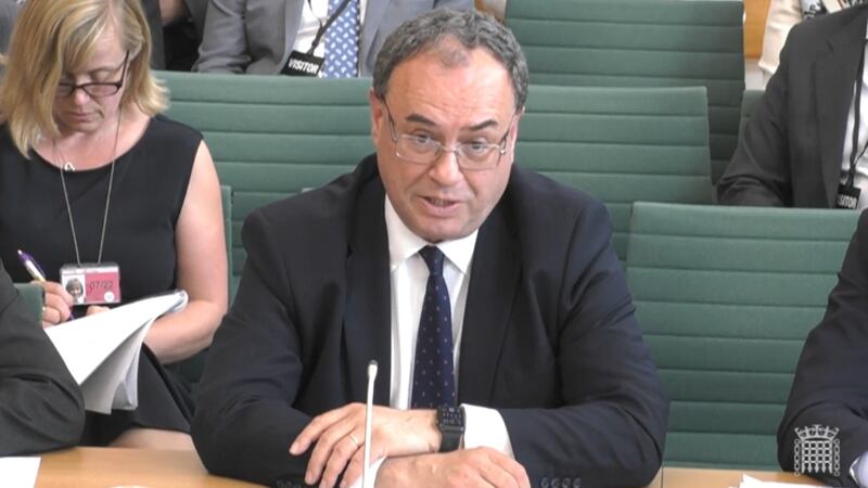 Governor of the Bank of England Andrew Bailey speaks before the Treasury Select Committee at the House of Commons in London. PA