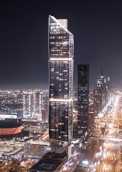 A rendering of the 71-storey Aire Tower luxury residences in Al Wasl, Jumeirah. Photo: Arquitectonica 