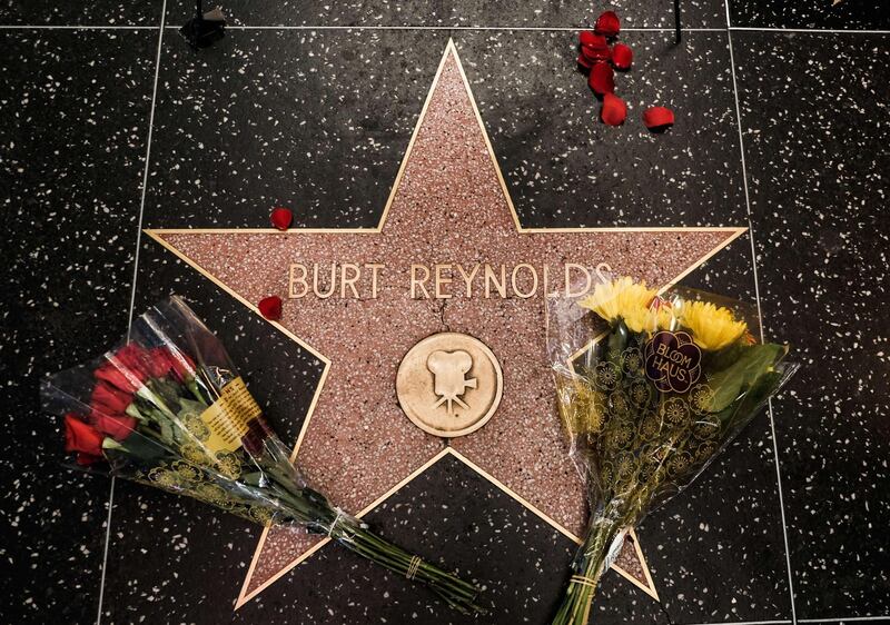 Flowers are seen on actor Burt Reynold's star on the Hollywood Walk of Fame. AFP