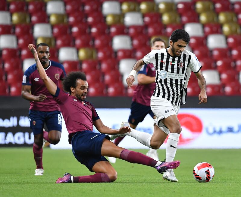 Fabio Martins, maroon shirt, scored the winner for Al Wahda in their 2-1 win over Al Jazira in the Adnoc Pro League at Mohamed bin Zayed Stadium on Saturday, May 21, 2020. Photo: PLC