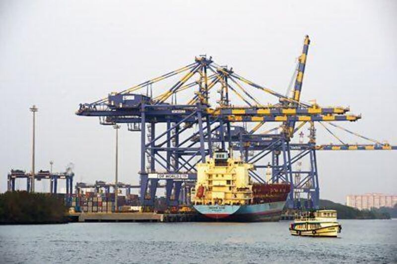 The Vallarpadam Container Terminal in Kochi is owned and operated by DP World of Dubai. Simon de Trey-White for The National