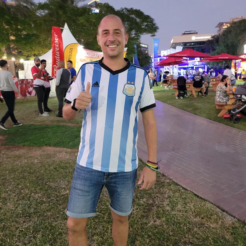 Sergi Basteda from Spain wears an Argentina shirt as a tribute to Lionel Messi, who plays for his beloved Barcelona. Patrick Ryan / The National