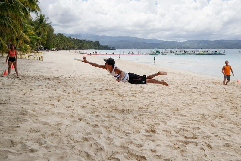 The Boracay Pirates Ultimate team practise on the beach.