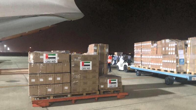 UAE plane that was sent to Somalia carrying medical supplies. Crown Prince Court 