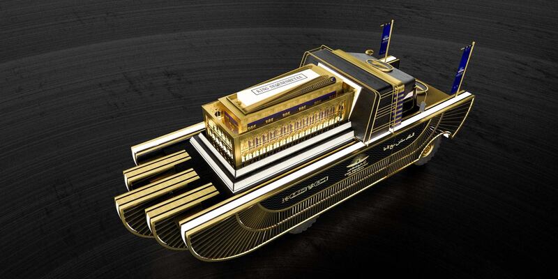 3D model of pharaoh's car designed by Mohamed Attia, the production designer behind Egypt’s Pharaohs Golden Parade. Courtesy Mohamed Attia