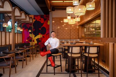 Chef Reif Othman at his licensed restaurant in Dubai Hills Business Park. Photo: Reif Japanese Kushiyaki
