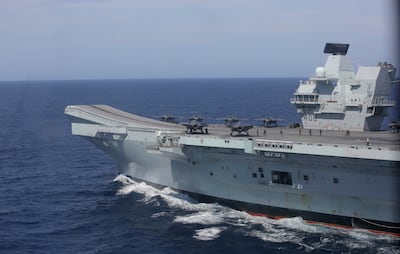 British aircraft carrier 'HMS Queen Elizabeth', moored off the Egyptian coast at Alexandria, was to have received a visit from Prince Charles and his wife Camilla but the arrangement was cancelled. AP