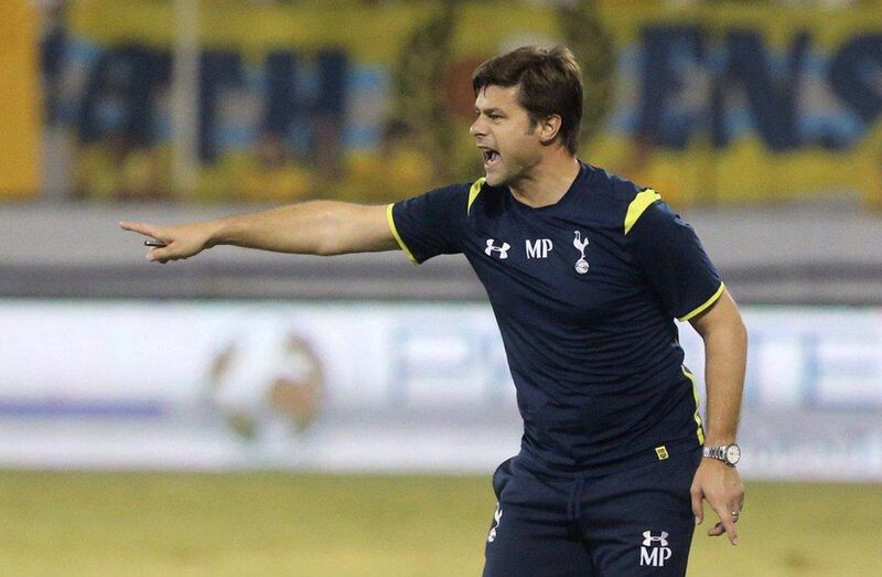 Tottenham Hotspur manager Mauricio Pochettino reacts during his side's Europa League first leg against AEL Limassol last week. Emily Ivring-Swift / AFP / August 21, 2014