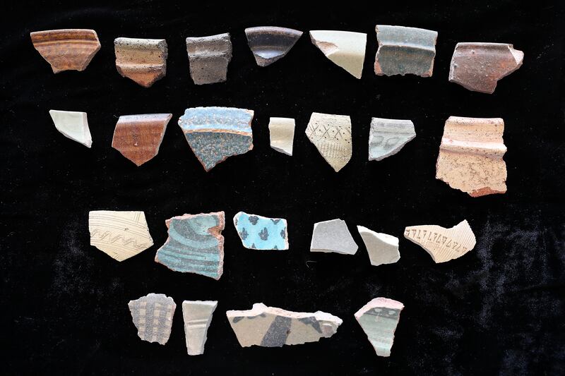 Some of the pottery discovered on Al Sinniyah Island in Umm Al Quwain. Pawan Singh / The National