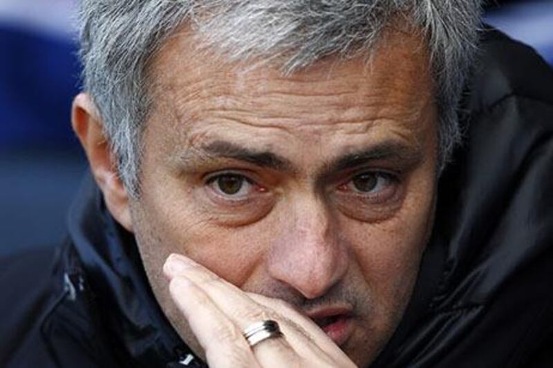 Jose Mourinho claims he did not utter a word to his Chelsea players at half-time. Tal Cohen / EPA