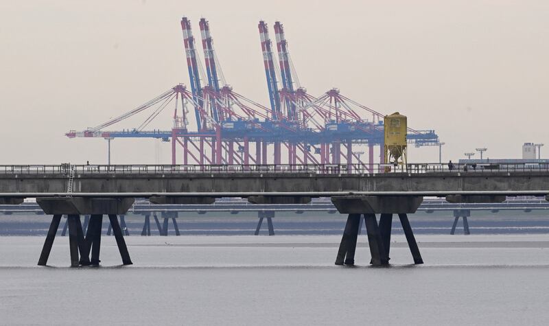 A pier for a planned floating liquid gas terminal in Wilhelmshaven, Germany. Reuters