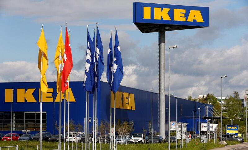 FILE PHOTO: The company's logo is seen outside of an IKEA Group store in Spreitenbach, Switzerland April 27, 2016. REUTERS/Arnd Wiegmann/File Photo