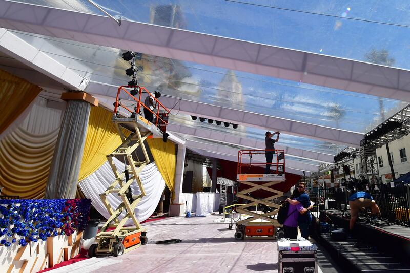 The Dolby Theatre being prepared to host the Academy Awards for the first time since 2020. AFP