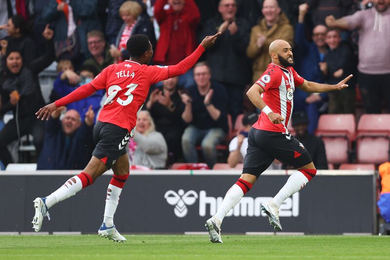 Nathan Redmond celebrates after putting Southampton ahead. Getty