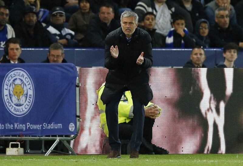 Jose Mourinho instructs his Chelsea side during their Premier League win against Leicester City on Wednesday night. Carl Recine / Action Images / April 29, 2015 