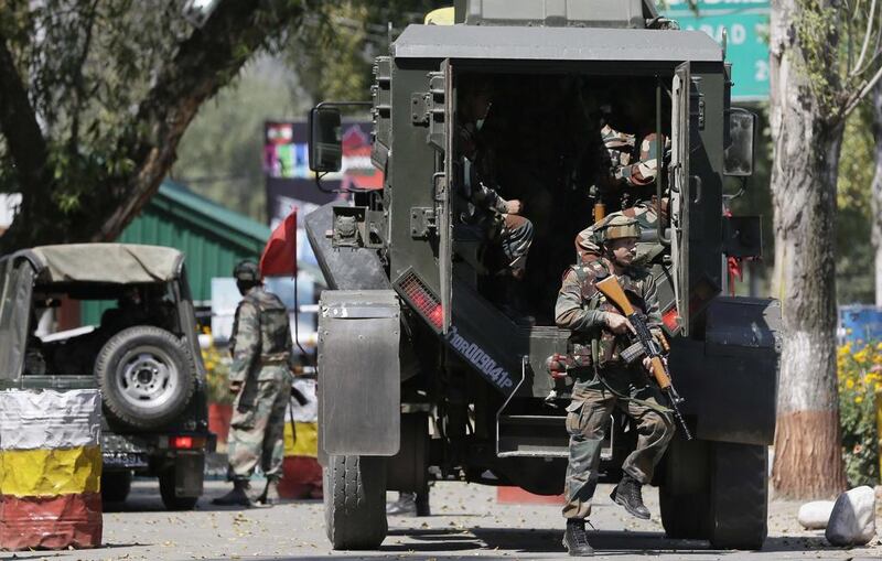 Indian army soldiers arrive at the army base which was attacked by suspected rebels in the town of Uri, west of Srinagar, Indian controlled Kashmir on September 18, 2016. Mukhtar Khan/AP Photo

