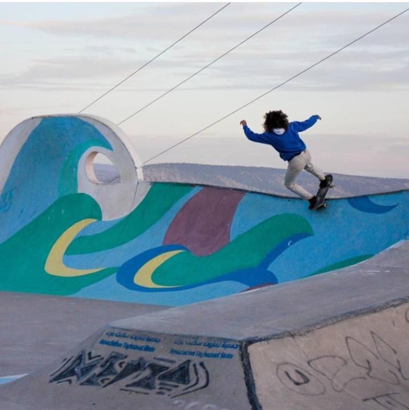 Aya Asaqas has no coach and is mostly preparing for the Olympics on her own. She takes her board and goes to various skate parks across Rabat, because there isn’t one venue that offers all the different obstacles she needs to train on. Photo: Aya Asaqas