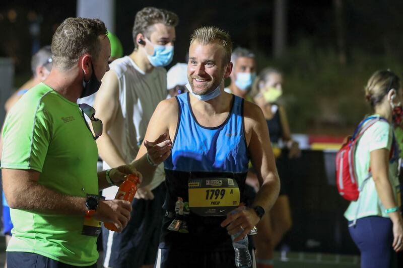 Participants gather early for the Abu Dhabi Marathon.