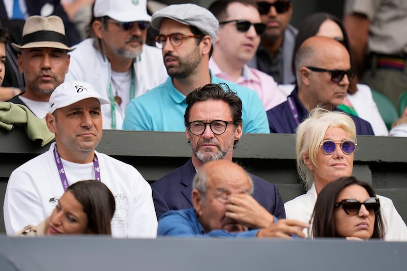 Actor Hugh Jackman watches the men's final. AP 