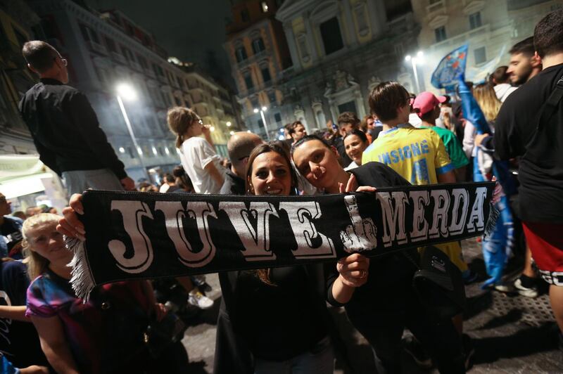 Napoli's supporters celebrate in Naples. AFP