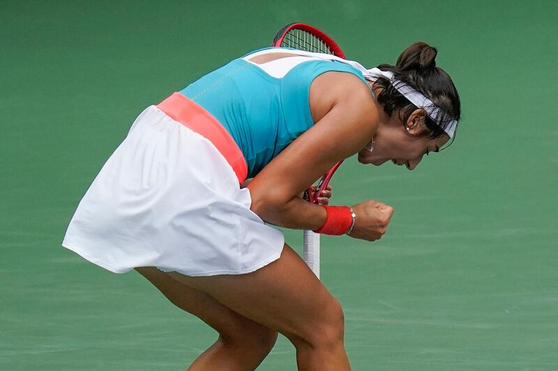 Caroline Garcia after defeating Karolina Pliskova. AP